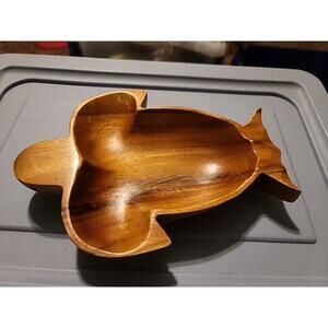 Kamari Woods Vintage Monkey Pod Wood Turtle Serving Bowl